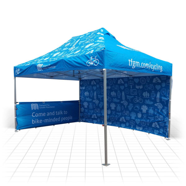 Branded Gazebo with back wall and half wall
