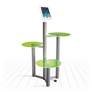 Multiple post stand with acrylic display tables